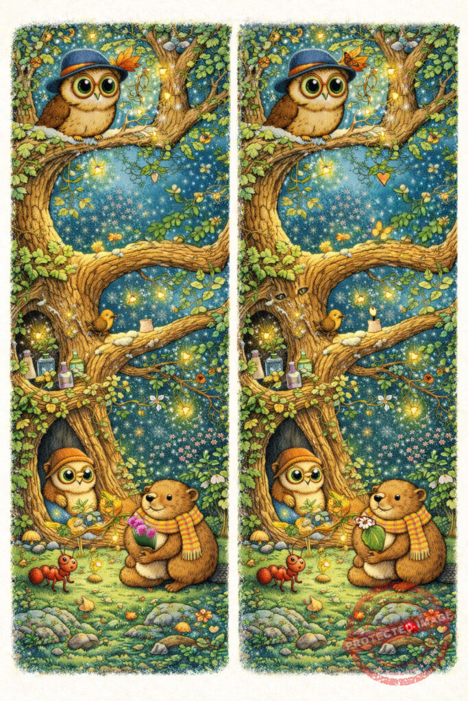 Jeu des 7 différences dans l'arbre